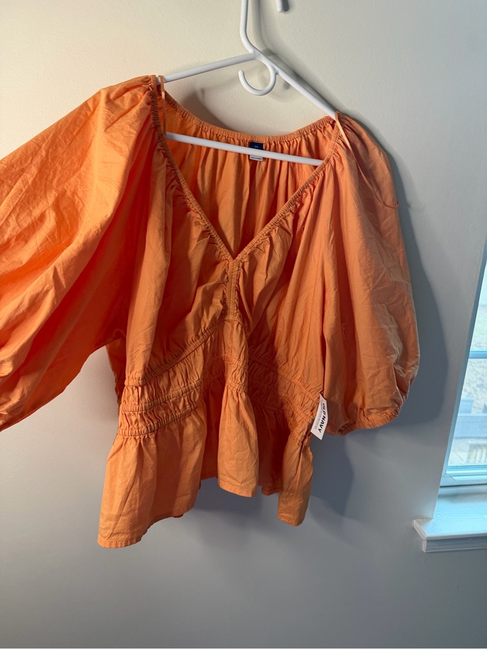 Old Navy Orange Puff Sleeve Peplum Blouse Women’s 2X NWT